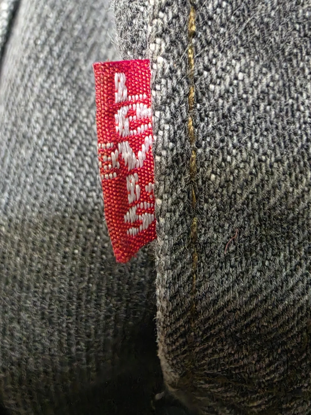 Vtg 90s Levis 501 0658 Sulfur Black Made in USA Jeans 28x29 Red Batwing Care Tag